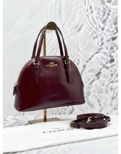 COACH DOME CROSSBODY BAG IN BURGUNDY PATENT LEATHER