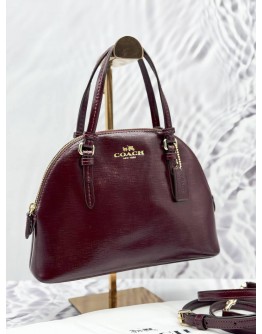 COACH DOME CROSSBODY BAG IN BURGUNDY PATENT LEATHER