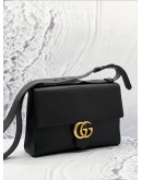 GUCCI GG MARMONT LARGE MESSENGER BAG IN BLACK CALFSKIN LEATHER