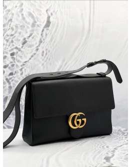 GUCCI GG MARMONT LARGE MESSENGER BAG IN BLACK CALFSKIN LEATHER