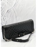 CHANEL EAST WEST BLACK PATENT LEATHER BOY CONVERTIBLE SHOULDER BAG 