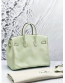 (LIKE NEW) 2023 HERMES BIRKIN 25 IN VERT FIZZ SWIFT LEATHER WITH PALLADIUM HARDWARE -FULL SET-