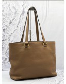 PRADA CARAMEL VITELLO DAINO LOGO EMBOSSED LEATHER TOTE SHOULDER BAG 