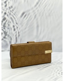 GUCCI LONG FLAP WALLET IN CARAMEL BROWN GUCCISSIMA LEATHER