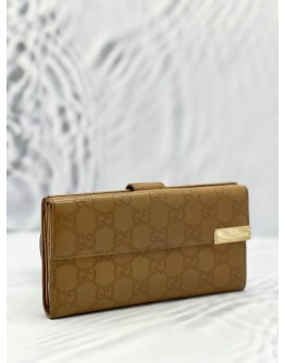 GUCCI LONG FLAP WALLET IN CARAMEL BROWN GUCCISSIMA LEATHER