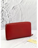 2013 PRADA LARGE TRAVEL ZIP AROUND LONG WALLET IN RED SAFFIANO LEATHER