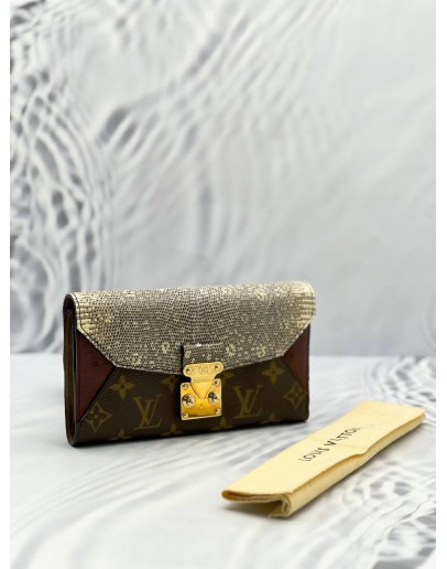 LOUIS VUITTON LIMITED SPECIAL EDITION MAJESTUEUX LONG WALLET IN LIZARD, OSTRICH, PYTHON LEATHER / MONOGRAM CANVAS