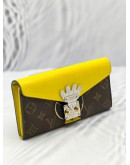 (LIKE NEW) LOUIS VUITTON TRIBAL MASK SARAH LONG WALLET IN YELLOW LEATHER / BROWN MONOGRAM CANVAS