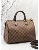 LOUIS VUITTON SPEEDY BANDOULIERE 30 BROWN DAMIER EBENE CANVAS WITH STRAP 