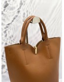 FURLA RIBBON BUCKET HANDLE BAG WITH LONG STRAP IN BROWN LEATHER