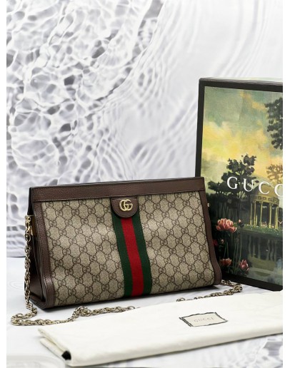 GUCCI GG SUPREME CANVAS MEDIUM OPHIDIA CHAIN SHOULEDR BAG GHW -FULL SET-