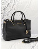 MICHAEL KORS SUTTON BLACK SAFFIANO LEATHER HANDLE BAG 