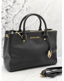 MICHAEL KORS SUTTON BLACK SAFFIANO LEATHER HANDLE BAG 