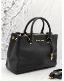 MICHAEL KORS SUTTON BLACK SAFFIANO LEATHER HANDLE BAG 