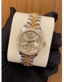 (LIKE NEW) 2017 ROLEX LADY DATEJUST 28 REF 279393 18K 750 YELLOW GOLD DIAMOND BEZEL DIAMOND DIAL 28MM AUTOMATIC WATCH -FULL SET-