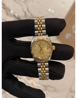 2002 ROLEX LADY DATEJUST 26 REF 69173 18K 750 YELLOW GOLD DIAMOND DIAL 26MM AUTOMATIC WATCH 