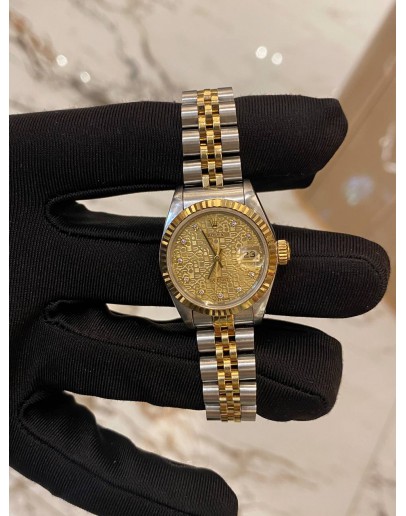 2002 ROLEX LADY DATEJUST 26 REF 69173 18K 750 YELLOW GOLD DIAMOND DIAL 26MM AUTOMATIC WATCH 