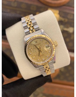 2002 ROLEX LADY DATEJUST 26 REF 69173 18K 750 YELLOW GOLD DIAMOND DIAL 26MM AUTOMATIC WATCH 