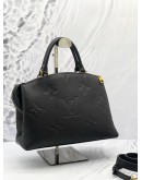 2021 MICROCHIP LOUIS VUITTON PETIT PALAIS IN BLACK MONOGRAM EMPREINTE LEATHER HANDLE BAG 