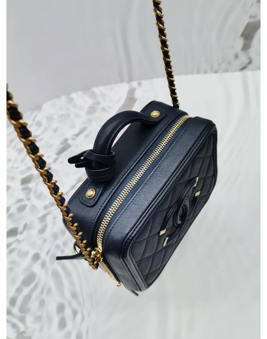 Chanel Small Filigree Vanity Case - Black Crossbody Bags, Handbags -  CHA948446