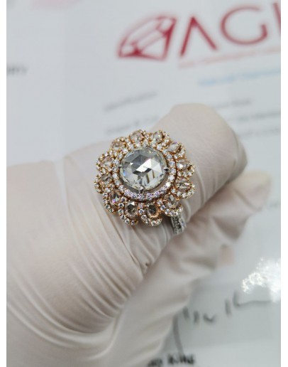 DIAMOND ROUND ROSE RING