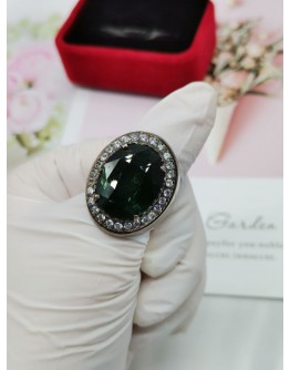 20.03NT NATURAL NON HEATED BLUISH GREEN SAPPHIRE RING 