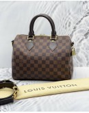 LOUIS VUITTON SPEEDY BANDOULIERE 25 DAMIER EBENE CANVAS BAG