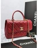 CHANEL FLAP TOP HANDLE LAMBSKIN LEATHER BAG FULL SET