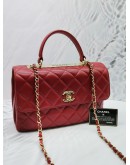 CHANEL FLAP TOP HANDLE LAMBSKIN LEATHER BAG FULL SET