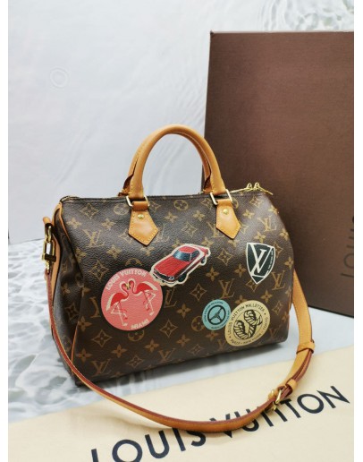 LOUIS VUITTON SPEEDY BANDOULIERE 30 WORLD TOUR MONOGRAM BAG