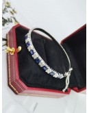 WHITE GOLD DIAMOND BLUE SAPPHIRE BRACELET 