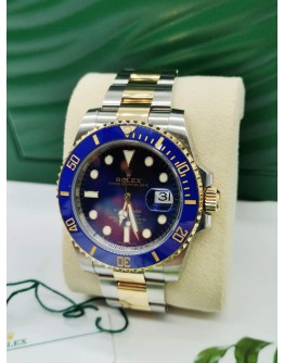 ROLEX SUBMARINER DATE 18K GOLD BLUE DIAL REF116613LB WATCH 40MM AUTOMATIC FULL SET