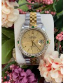 ROLEX OYSTER PERPETUAL DATEJUST REF 16233 NATURAL EMERALD DIAMOND 36MM AUTOMATIC UNISEX WATCH 