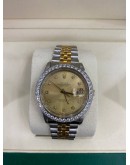 ROLEX OYSTER PERPETUAL DATEJUST 18K YELLOW GOLD DIAMOND DIAL REF 16233 36MM AUTOMATIC UNISEX WATCH