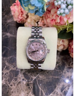 (RAYA SALE) ROLEX LADY OYSTER PERPETUAL DATEJUST REF 179174 26MM CHERRY BLOSSOM PINK DIAL AUTOMATIC WATCH -FULL SET-