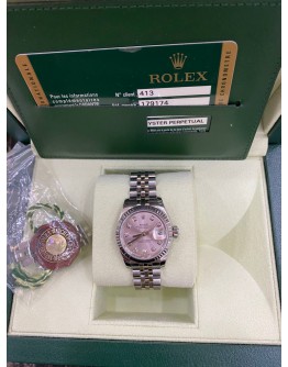 (RAYA SALE) ROLEX LADY OYSTER PERPETUAL DATEJUST REF 179174 26MM CHERRY BLOSSOM PINK DIAL AUTOMATIC WATCH -FULL SET-