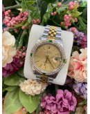 ROLEX OYSTER PERPETUAL DATEJUST REF 16233 NATURAL EMERALD DIAMOND 36MM AUTOMATIC UNISEX WATCH 