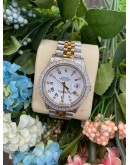 ROLEX OYSTER PERPETUAL DATEJUST 18K YELLOW GOLD DIAMOND DIAL REF 16233 36MM AUTOMATIC UNISEX WATCH