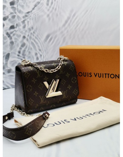 2022 MICROCHIP LOUIS VUITTON TWIST PM LIMITED SPECIAL EDITION BROWN METALLIC MONOGRAM PYTHON LEATHER -FULL SET- 