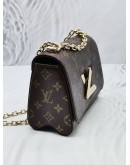 2022 MICROCHIP LOUIS VUITTON TWIST PM LIMITED SPECIAL EDITION BROWN METALLIC MONOGRAM PYTHON LEATHER -FULL SET- 