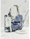 (RAYA SALE) BALMAIN PARIS B-ARMY MINI TOP HANDLE AND CROSSBODY BAG IN BLUE PAISLEY PRINT CANVAS AND WHITE LEATHER