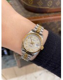 (LIKE NEW) ROLEX LADY DATEJUST HALF 18K 750 YELLOW GOLD REF 79173 WHITE CHAMPAGNE COMPUTER DIAMOND DIAL 26MM AUTOMATIC WATCH -FULL SET-