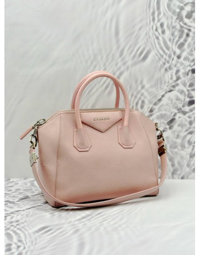 GIVENCHY ANTIGONA SMALL TOP HANDLE AND SHOULDER BAG IN BLUSH PINK GOATSKIN LEATHER