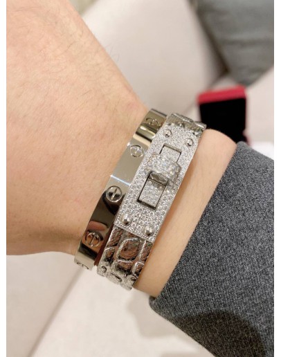 (BRAND NEW) 2023 CARTIER LOVE CUFF OPEN CLASSIC MODEL WHITE GOLD BRACELET -FULL SET-