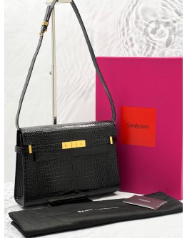 (LIKE NEW) YSL SAINT LAURENT MANHATTAN EMBOSSED SHOULDER BAG -FULL SET-