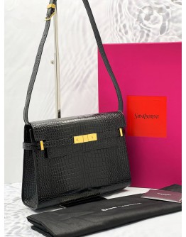 (LIKE NEW) YSL SAINT LAURENT MANHATTAN EMBOSSED SHOULDER BAG -FULL SET-