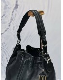 COACH MADISON PINNACLE BLACK DRAWSTRING LEATHER SHOULDER BAG