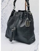COACH MADISON PINNACLE BLACK DRAWSTRING LEATHER SHOULDER BAG