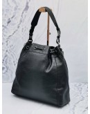 COACH MADISON PINNACLE BLACK DRAWSTRING LEATHER SHOULDER BAG