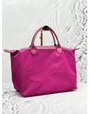 LONGCHAMP LE PLIAGE MEDIUM SHOULDER BAG IN PINK NYLON & LEATHER